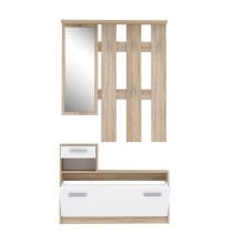 Garderoben-Set >Foxi< (2-teilig) in Weiss/Sonoma Eiche Dekor - 97,5x180x25cm (BxHxT)