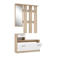 Garderoben-Set >Foxi< (2-teilig) in Weiss/Sonoma Eiche Dekor - 97,5x180x25cm (BxHxT)