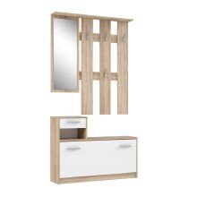 Garderoben-Set >Foxi< (2-teilig) in Weiss/Sonoma Eiche Dekor - 97,5x180x25cm (BxHxT)
