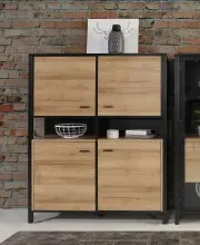 Highboard >HIGH ROCK< in Schwarz/ Riviera Eiche...