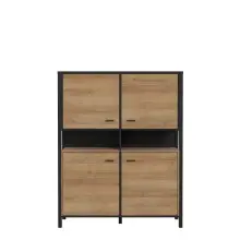 Highboard >HIGH ROCK< in Schwarz/ Riviera Eiche...