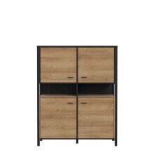 Highboard >HIGH ROCK< in Schwarz/ Riviera Eiche...