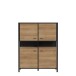 Highboard >HIGH ROCK< in Schwarz/ Riviera Eiche Dekor, 4 Türen - 121,3x152,3x40,2cm (BxHxT)