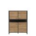 Highboard >HIGH ROCK< in Schwarz/ Riviera Eiche Dekor, 4 Türen - 121,3x152,3x40,2cm (BxHxT)