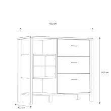 Kommode >HIGH ROCK< in Schwarz/ Riviera Eiche Dekor, 3 Schubladen - 93,3x85,1x40,2cm (BxHxT)