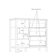 Kommode >HIGH ROCK< in Schwarz/ Riviera Eiche Dekor, 3 Schubladen - 93,3x85,1x40,2cm (BxHxT)