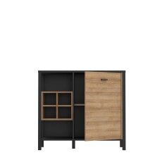 Kommode >HIGH ROCK< in Schwarz/ Riviera Eiche Dekor - 93,3x85,1x40,2cm (BxHxT)
