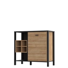 Kommode >HIGH ROCK< in Schwarz/ Riviera Eiche Dekor - 93,3x85,1x40,2cm (BxHxT)