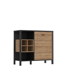 Kommode >HIGH ROCK< in Schwarz/ Riviera Eiche Dekor - 93,3x85,1x40,2cm (BxHxT)