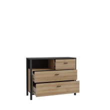 Kommode >HIGH ROCK< in Schwarz/ Riviera Eiche Dekor, 3 Schubladen - 104,8x85,1x40,2 (BxHxT)