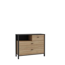 Kommode >HIGH ROCK< in Schwarz/ Riviera Eiche Dekor, 3 Schubladen - 104,8x85,1x40,2 (BxHxT)