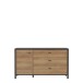 Sideboard >HIGH ROCK< in Schwarz/ Riviera Eiche Dekor, 3 Schubladen, 1 Tür - 151,3x85,1x40,2cm (BxHxT)