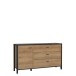 Sideboard >HIGH ROCK< in Schwarz/ Riviera Eiche Dekor, 3 Schubladen, 1 Tür - 151,3x85,1x40,2cm (BxHxT)