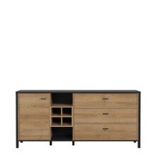 Sideboard >HIGH ROCK< in Schwarz/ Riviera Eiche...