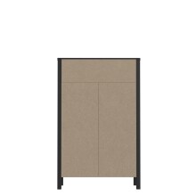 Hochkommode >HIGH ROCK< in Schwarz / Riviera Eiche Dekor, 4 Schubladen - 69,8x110,7x40,2cm (BxHxT)