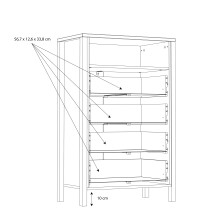 Hochkommode >HIGH ROCK< in Schwarz / Riviera Eiche Dekor, 4 Schubladen - 69,8x110,7x40,2cm (BxHxT)