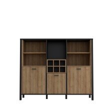 Highboard >HIGH ROCK< in Schwarz/ Riviera Eiche...