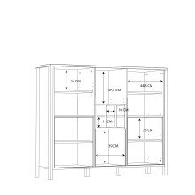 Highboard >HIGH ROCK< in Schwarz/ Riviera Eiche Dekor, 11 Fächer, - 139,4x117,1x40,2cm (BxHxT)
