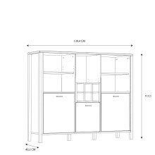 Highboard >HIGH ROCK< in Schwarz/ Riviera Eiche Dekor, 11 Fächer, - 139,4x117,1x40,2cm (BxHxT)