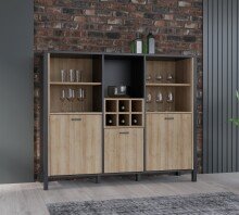 Highboard >HIGH ROCK< in Schwarz/ Riviera Eiche...