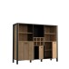 Highboard >HIGH ROCK< in Schwarz/ Riviera Eiche Dekor, 11 Fächer, - 139,4x117,1x40,2cm (BxHxT)