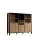 Highboard >HIGH ROCK< in Schwarz/ Riviera Eiche Dekor, 11 Fächer, - 139,4x117,1x40,2cm (BxHxT)