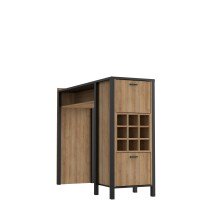 Bartisch >HIGH ROCK< in Schwarz / Riviera Eiche Dekor, 11 Fächer, 2 Türen - 151,5x120,3x49,2cm (BxHxT)