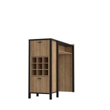 Bartisch >HIGH ROCK< in Schwarz / Riviera Eiche Dekor, 11 Fächer, 2 Türen - 151,5x120,3x49,2cm (BxHxT)
