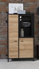 Stauraumvitrine >HIGH ROCK< in Schwarz/ Riviera Eiche Dekor - 86,3x152,3x40,2cm (BxHxT)