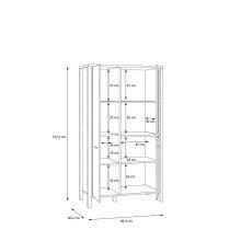 Stauraumvitrine >HIGH ROCK< in Schwarz/ Riviera Eiche Dekor - 86,3x152,3x40,2cm (BxHxT)