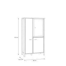 Stauraumvitrine >HIGH ROCK< in Schwarz/ Riviera Eiche Dekor - 86,3x152,3x40,2cm (BxHxT)