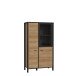 Stauraumvitrine >HIGH ROCK< in Schwarz/ Riviera Eiche Dekor - 86,3x152,3x40,2cm (BxHxT)