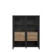 Vitrine >HIGH ROCK< in Schwarz / Riviera Eiche Dekor - 121,3x152,3x40,2cm (BxHxT)