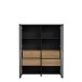 Vitrine >HIGH ROCK< in Schwarz / Riviera Eiche Dekor - 121,3x152,3x40,2cm (BxHxT)