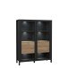 Vitrine >HIGH ROCK< in Schwarz / Riviera Eiche Dekor - 121,3x152,3x40,2cm (BxHxT)