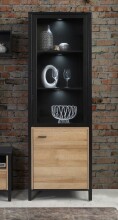 Vitrine >HIGH ROCK< in Schwarz / Riviera Eiche...