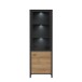 Vitrine >HIGH ROCK< in Schwarz / Riviera Eiche Dekor - 64,8x193,9x40,2cm (BxHxT)