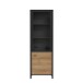 Vitrine >HIGH ROCK< in Schwarz / Riviera Eiche Dekor - 64,8x193,9x40,2cm (BxHxT)