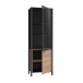 Vitrine >HIGH ROCK< in Schwarz / Riviera Eiche Dekor - 64,8x193,9x40,2cm (BxHxT)