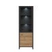 Vitrine >HIGH ROCK< in Schwarz / Riviera Eiche Dekor - 64,8x193,9x40,2cm (BxHxT)