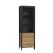 Vitrine >HIGH ROCK< in Schwarz / Riviera Eiche Dekor - 64,8x193,9x40,2cm (BxHxT)