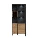 Vitrine >HIGH ROCK< in Schwarz  / Riviera Eiche Dekor - 86,3x193,9x40,2cm (BxHxT)