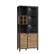 Vitrine >HIGH ROCK< in Schwarz  / Riviera Eiche Dekor - 86,3x193,9x40,2cm (BxHxT)