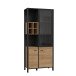 Vitrine >HIGH ROCK< in Schwarz  / Riviera Eiche Dekor - 86,3x193,9x40,2cm (BxHxT)