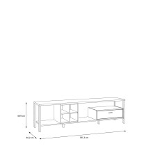 Lowboard >HIGH ROCK< in Schwarz/ Riviera Eiche Dekor mit Schublade - 181,3x49,9x40,2cm (BxHxT)