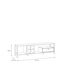 Lowboard >HIGH ROCK< in Schwarz/ Riviera Eiche Dekor mit Schublade - 181,3x49,9x40,2cm (BxHxT)
