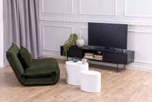 TV-Board >Angus< in schwarz, MDF, Stahl - 180x44,5x40cm (BxHxT)