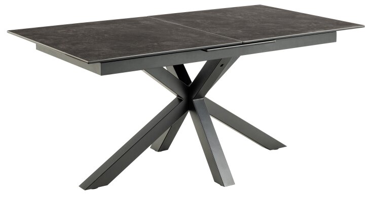 Kulissen-Esstisch >Heaven< (ausziehbar bis 210cm) in schwarz, Glas-Keramik, Stahl - 168(210)x76x90cm (BxHxT)