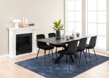 Kulissen-Esstisch >Heaven< (ausziehbar bis 210cm) in schwarz, Glas-Keramik, Stahl - 168(210)x76x90cm (BxHxT)