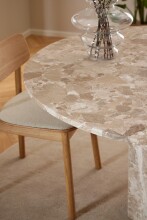 Säulen-Esstisch >Naxos< "rund" in matt Latte, Marmor - 75x130cm (HxD)